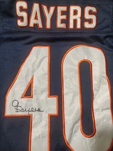 GALE SAYERS SIGNED CHICAGO BEARS MITCHELL & NESS JERSEY - Picture 1 of 3
