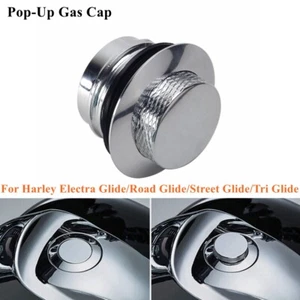 Chrome Pop Up Gas Cap Fuel Tank Cover For Harley Street Glide Road Glide 2008-17 - Picture 1 of 9