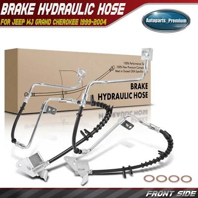 2x Front Left & Right Brake Hydraulic Hose for Jeep WJ Grand Cherokee 1999-2004 - Image 1 of 4
