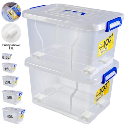 Aufbewahrungsbox mit Deckel 6-45 Liter Kunststoffbox Plastikbox Box Transparent - Bild 1 von 4