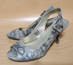 Kenneth Cole Reaction Snake Print Peep Toe Sling Back Pumps Shoes 7.5 M - Picture 1 of 8