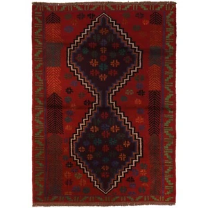 Hand Knotted Traditional Afghan Red Color Bedroom Rug 4' 1 x 5' 10 ft - W27296 - Picture 1 of 8
