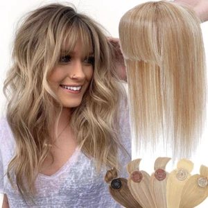 Clip de pelo humano 100 % Remy en la parte superior mono base un toupee flequillo - Imagen 1 de 26