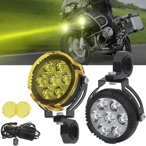 2x 100W LED Luz antiniebla para conducción de motocicletas Lámpara auxiliar blanca + ámbar con cable - Imagen 1 de 16