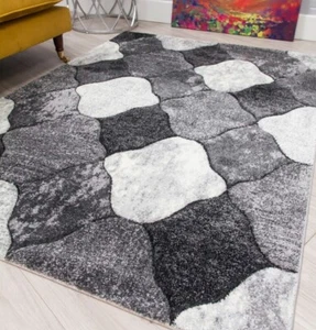 Alfombras grandes gris oscuro diseño enrejado de buena calidad alfombra pequeña carbón barato - Imagen 1 de 7