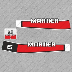Mariner 5 hp Two Stroke outboard engine decals sticker set reproduction 5HP 80's - Picture 1 of 2