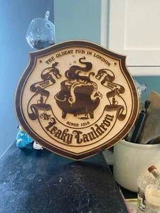 Leaky Cauldron Wall Art, woodwork pyrography - Picture 1 of 5