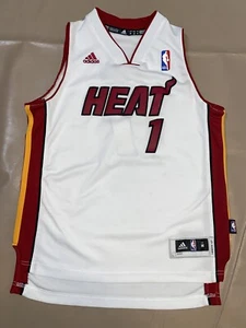 100% Authentic Adidas Stitched Miami Heat Chris Bosh Basketball Jersey Youth M - Picture 1 of 8