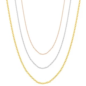 Cable Chain 1.1mm 14K Solid Gold Women Long Slider Necklace Adjustable Up To 26" - Picture 1 of 11