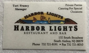 Vintage Business Card Harbor Lights Restaurant & Bar South Amboy, New Jersey - Picture 1 of 1