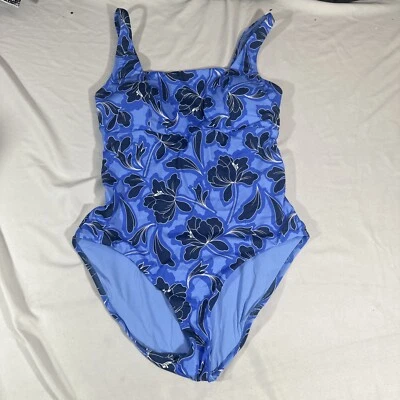 NEW Tommy Bahama [ 14 ] Floral Square Neck One Piece Swimsuit Blue #U1259 - Image 1 of 4
