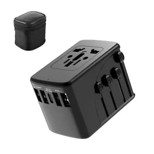 NEWAVE 4 USB-A + 1 USB-C PD 45W 5.4A Smart Universal Travel Adapter Charger Blk - Picture 1 of 17