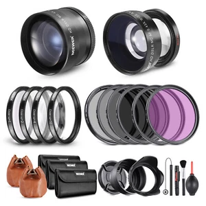 NEEWER 52mm Wide Angle/2.2X Telephoto Additional Lens&ND/UV/CPL/FLD Filter Set - Picture 1 of 8