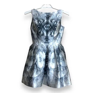 Terani Couture mini Dress gray geomtric low back abstract floral prom Size US 8 - Picture 1 of 7