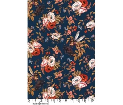 MICHAEL MILLER FABRICS Elderberry Flower Fairies Fairy Fabric NAVY by Michael Miller By The Meter