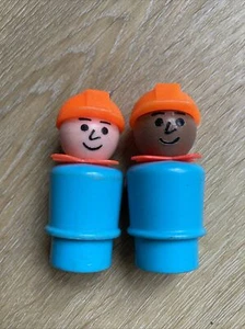 Vintage Fisher Price Little People Schutzhut Bauarbeiter 2 Stück 70er Jahre - Bild 1 von 4