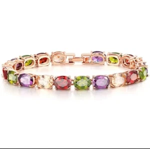 Bracciale Acciaio Inox con Pietra Zirconi 19cm Gioielli Donna - Foto 1 di 2