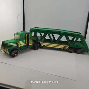 1982 Tonka Kenworth Green Pressed Steel Tractor Trailer Car Carrier Truck - Picture 1 of 8