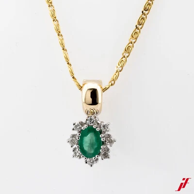Anhänger 585/14K Weißgold Gelbgold 1 Smaragd Diamanten Brillanten 0,90 ct TOP - Bild 1 von 3