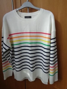 NEW=F & F. = WHITE STRIPED JUMPER. SIZE. 14 - Picture 1 of 2