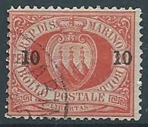 1892 SAN MARINO USATO SOPRASTAMPATO 10 CENT - RR13942 - Imagen 1 de 1