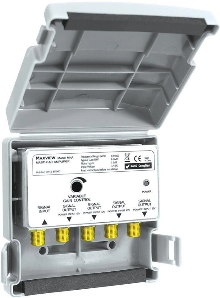 MHA4U/MT 8 - 20db Variable Gain Masthead Amplifier, 1 Input/4 Outputs - Image 1 of 1