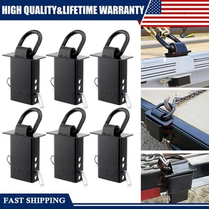 Paquete de 6 estacas de remolque ajustables negras anillo en D límite de carga de alta resistencia 5400 lb - Imagen 1 de 24