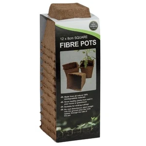 Guirnalda Fibra Macetas Cuadradas 12 8cm Madera Natural Biodegradable Hogar o Invernadero - Imagen 1 de 2