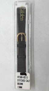 Neu GILDEN Leder Uhrenarmband dunkelbraun genäht Kalb 13mm Bandanstöße mit Federstegen - Bild 1 von 5