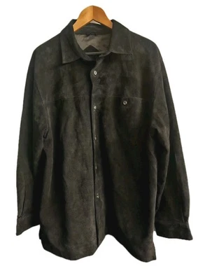 Camisa Chaqueta Mark Shale Gamuza Cuero Negra Forrada Talla M De Colección Abotonada Foto 1 de 4