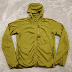 Fjallraven Abisko Fleece Hoodie Mens Large Green Full Zip Outdoor Sleeve Hole - Picture 1 of 21