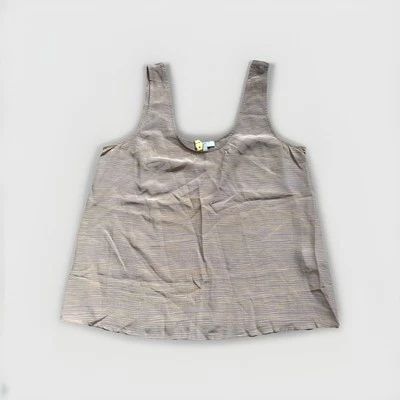 Blusa sin mangas Joie para mujer de seda pequeña marrón a rayas cuello sin mangas de gasa Foto 1 de 4