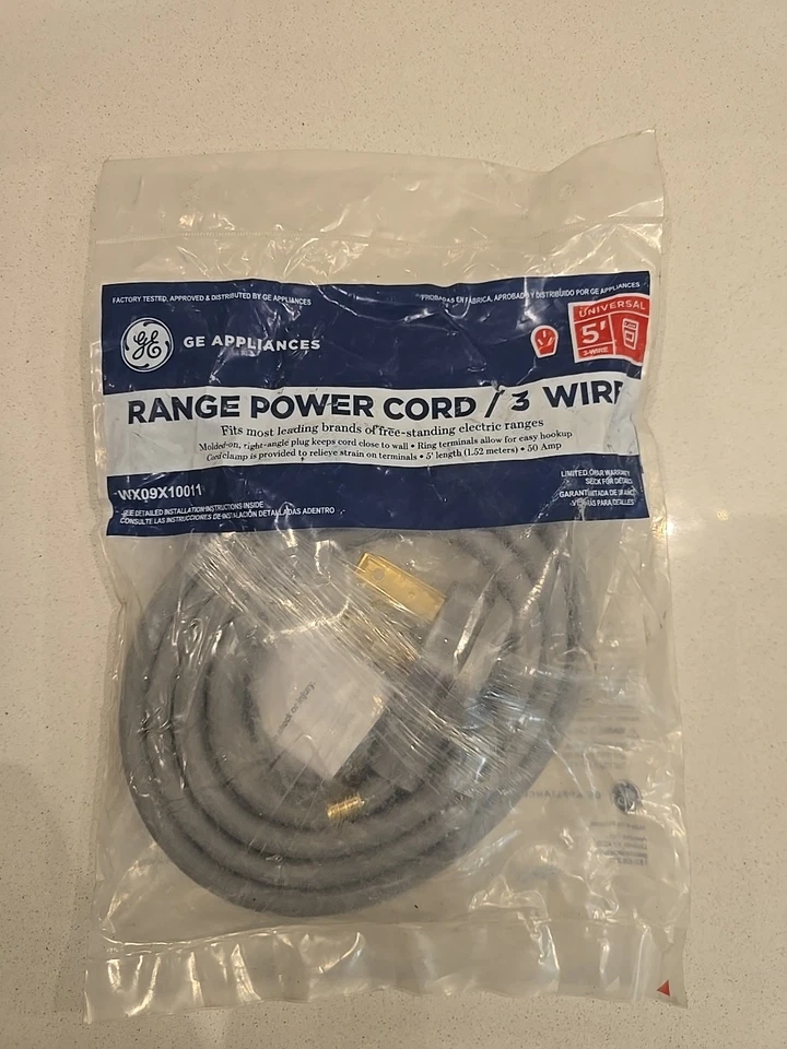 Cable de alimentación GE Range 3 cables WX09X10011 50 amperios Foto 1 de 1