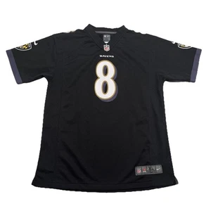 Maglia Nike Baltimore Ravens Youth XL 18/20 Lamar Jackson #8 nera NFL sul campo - Foto 1 di 11