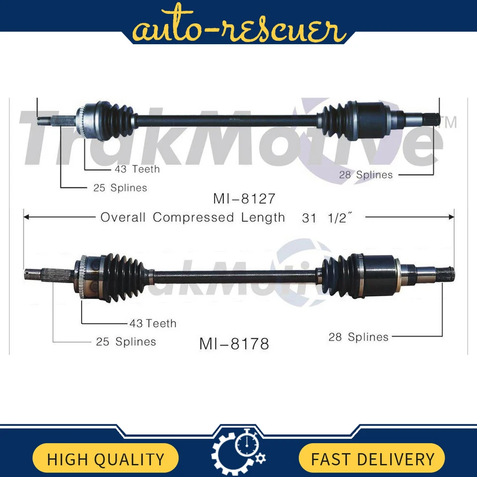 Juego SurTrack par de ejes de eje trasero CV para Mitsubishi Endeavor AWD 2004-2008 Foto 1 de 3