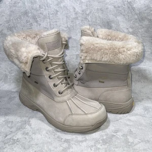 UGG Butte Boots Men’s 9 Putty Leather Waterproof Cordura Vibram Sole Winter Boot - Picture 1 of 19