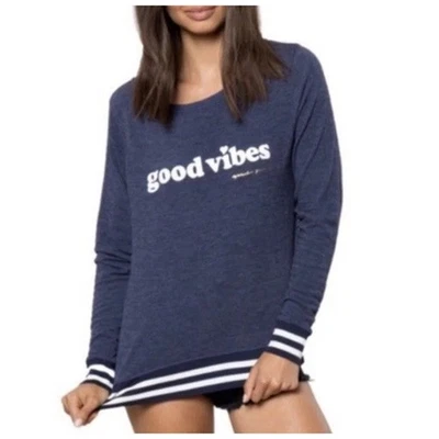 Spiritual Gangster Good Vibes Lightweight Sweatshirt Sweater Women’s XS Blue - Image 1 of 4
