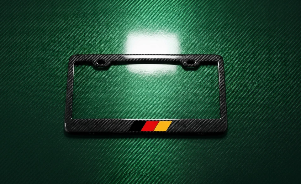 German Flag License Plate Frame for Audi, Mercedes, BMW, Porsche VW Carbon Fiber - Image 1 of 3