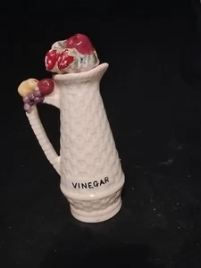 Cesto vintage tessuto porcellana bianca aceto bottiglia frutta tappo sughero - Foto 1 di 4