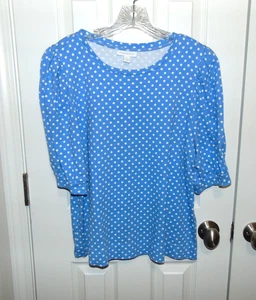 CHARTER CLUB Damen Baumwolle Kurzarm Top gepunktet Gr. XL #1 - Bild 1 von 7