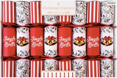 Jingle Bells Musical Hand Bells Luxury 12" Christmas Crackers (8 Pack) - Image 1 of 3