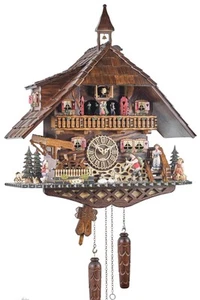 Eble - Horloge à coucou à quartz lecteur avec musique maison de la Forêt-Noire 52 cm - 29186, coucou - Photo 1/1