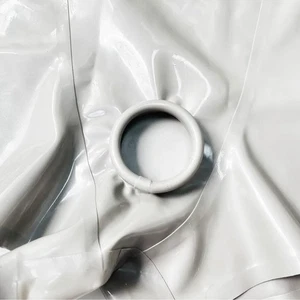 Men's Latex White Shorts with Trims Ring Hole Rubber Underwear 0.4mm Handmade - Picture 1 of 5