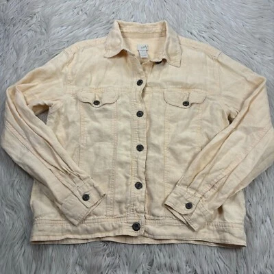 J. Jill Women's S Yellow 100% Linen Button Front Jacket - Image 1 of 4