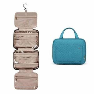 Toiletry Travel Bag Hanging Hook Water-Resistant Makeup Cosmetic Organizer Teal - Picture 1 of 12