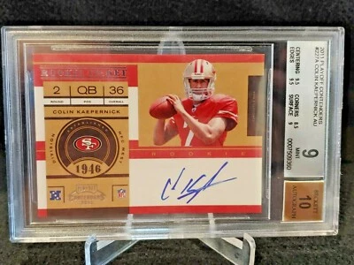 2011 Playoff Contenders Colin Kaepernick Autograph RC 227 BGS 9 AU 10 Rookie Aut - Image 1 of 4