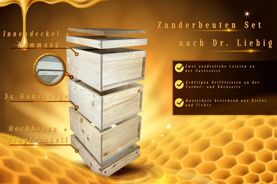Bienenbeute Zander nach Dr. Liebig SET Ganzzarge - Massivholz-Fichte/Kiefer - Bild 1 von 1