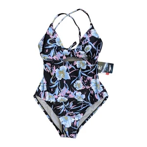 New Speedo Womens Size 4 Floral Tie Front One-Piece Swimsuit Bathing Suit UPF 50 - Picture 1 of 7