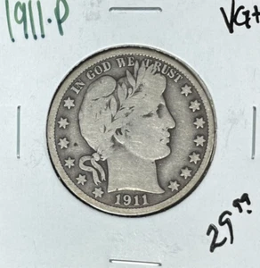 1911-P BARBER SILVER HALF DOLLAR ~ VG+ ~NICE COIN~ - Picture 1 of 2