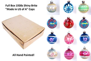 1930er Jahre Vintage MADE IN US OF A Shiny Brite Weihnachtsschmuck QUECKSILBERGLAS Box - Bild 1 von 6